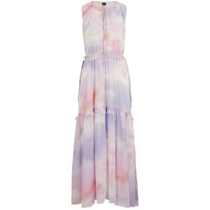 Boss Sleeveless regular-fit printed dress with frill trims