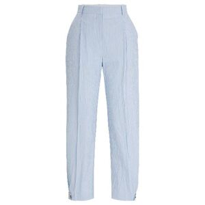 Boss Relaxed-fit trousers in striped stretch-cotton seersucker