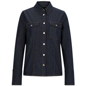 Boss Regular-fit blouse in navy comfort-stretch denim