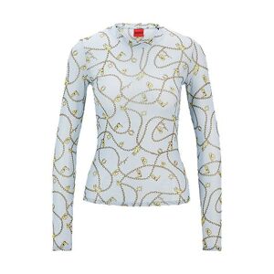 HUGO Long-sleeved top in stretch mesh with seasonal print