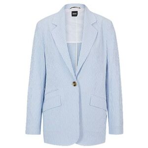 Boss Relaxed-fit jacket in striped stretch-cotton seersucker