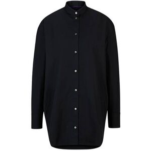 Naomi x BOSS longline cotton blouse with crinkle-free effect