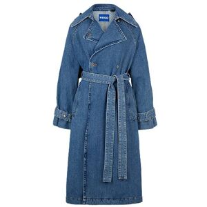 HUGO Trench coat in blue denim with branded trims