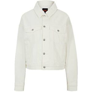 Boss White stretch-denim jacket with signature trims