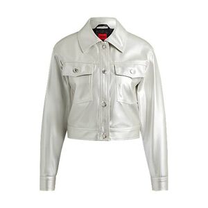HUGO Relaxed-fit jacket in metallic faux leather