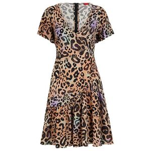 HUGO Wrap-front dress in leopard-print fabric
