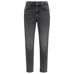 Boss Casual-fit jeans in grey stretch denim with raw hems