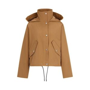 Boss Regular-fit hooded coat in water-repellent twill
