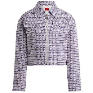 HUGO Relaxed-fit cropped jacket in a bouclé cotton blend