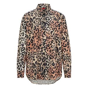 HUGO Oversized-fit blouse in leopard-print twill