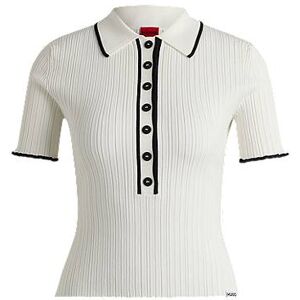 HUGO Slim-fit knitted top with polo collar