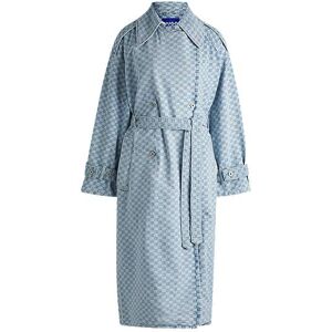 HUGO Denim trench coat with checkerboard jacquard