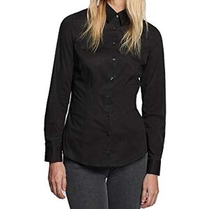 Seidensticker Women's Blouse Easy Iron Slim Fitted Shirt Blouse with Shirt Blouse Collar and Neck Long Sleeve 96% Cotton, 4% Elastane (Hemdbluse Langarm Slim Fit Uni Stretch) Black (Black 39) plain, size: 34