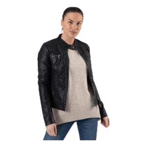 ONLY Women's Faux Leather Jacket with Zip (Bandit Pu Biker) Black , size: 42