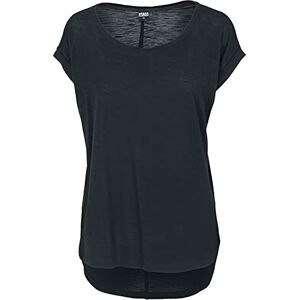 Urban Classics Damen Ladies Long Back Shaped Slub Tee T-Shirt, Black, S