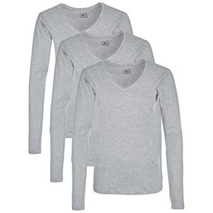 berydale Women's V-Neck Long Sleeve T-Shirt, 3 Pack, Assorted Colours, XS