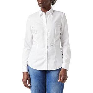 Seidensticker women's blouse, non-iron slim fitted shirt blouse, shirt collar, long sleeve, 100% cotton (Bügelfreie, Taillierte Hemdbluse für Eine Feminine Silhouette und Optimalen Tragekomfort – Langarm – 100% Baumwolle) White (white 01) plain, size: 38