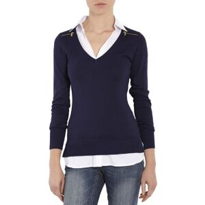 Morgan Women's Plain or unicolor Button Down Long sleeveJumper, Blue (Marine/Blanc), 8 (Brand Size: Xs)