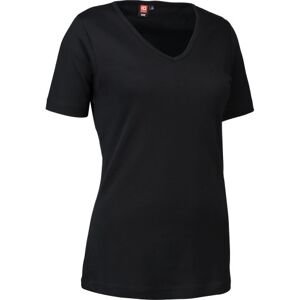 ID Identity Id, Interlock Dame T-Shirt 0506, V-Hals, Sort, Str. M M Sort