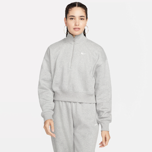 Nike Sportswear Phoenix Fleece-sweatshirt i kort snit med 1/2 lynlås til kvinder - grå grå XXL (EU 52-54)