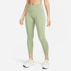 Nike Fast-7/8-løbeleggings med mellemhøj talje og lommer til kvinder - grøn grøn XXL (EU 52-54)