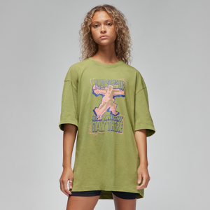 Overdimensioneret Jordan-T-shirt til kvinder - grøn grøn XS (EU 32-34)