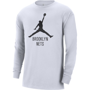 Langærmet Brooklyn Nets Essential Jordan NBA-T-shirt til mænd - hvid hvid XL