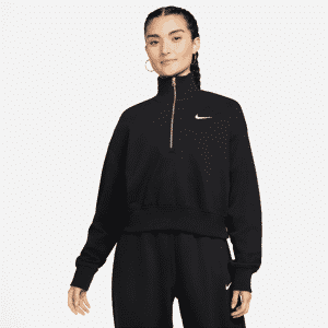 Nike Sportswear Phoenix Fleece-sweatshirt i kort snit med 1/2 lynlås til kvinder - sort sort XS (EU 32-34)