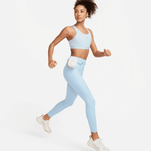 Nike Trail Go-leggings i 7/8 længde med høj talje, fast støtte og lommer til kvinder - blå blå M (EU 40-42)