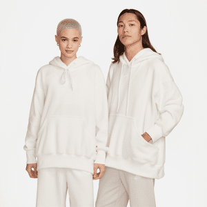 Overdimensioneret Nike Sportswear Plush-pullover-hættetrøje til kvinder - hvid hvid XS (EU 32-34)