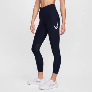 Nike Fast-7/8-løbeleggings med mellemhøj talje og lommer til kvinder - blå blå M (EU 40-42)