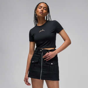 Kort, slank Jordan-T-shirt til kvinder - sort sort XXL (EU 52-54)