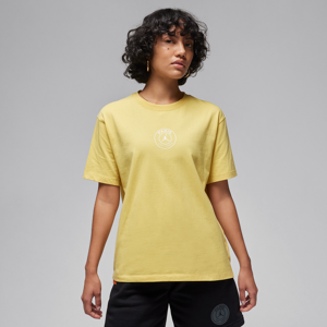 Paris Saint-Germain Jordan-T-shirt til fodbold med grafik til kvinder - gul gul M (EU 40-42)