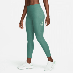 Nike Fast-7/8-løbeleggings med mellemhøj talje og lommer til kvinder - grøn grøn XXL (EU 52-54)