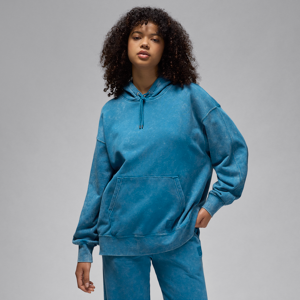 Forvasket Jordan Flight Fleece-hættetrøje til kvinder - blå blå XL (EU 48-50)