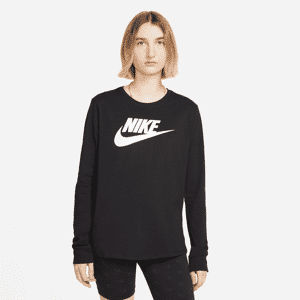 Langærmet Nike Sportswear Essentials-logo-T-shirt til kvinder - sort sort XS (EU 32-34)