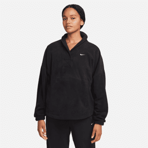 Overdimensioneret Nike Therma-FIT One-trøje i fleece med lange ærmer til kvinder - sort sort XL (EU 48-50)