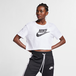 Kort Nike Sportswear Essential-T-shirt med logo til kvinder - hvid hvid XS (EU 32-34)