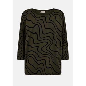 Freequent Fintstrikket trøje med abstrakt mønster Jone  Female  Kakigrøn/Sort