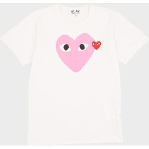 Comme des Garcons PLAY W Pink Midi Heart T-shirt White M