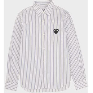 Comme des Garcons PLAY W Black Heart Striped Shirt Blue M