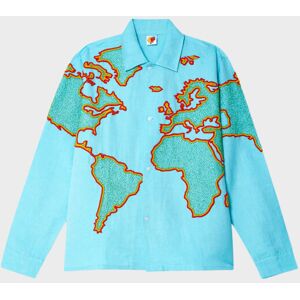 Sky High Farm World Map Embroidered Shirt Blue L