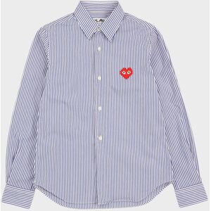 Comme des Garcons PLAY W Pixel Heart Striped Shirt White/Blue L