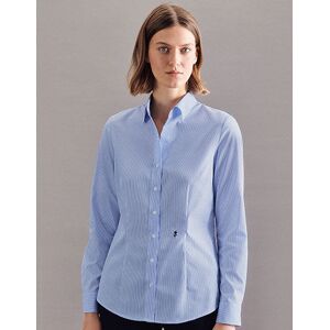 Seidensticker Sn080619 Women´s Blouse Slim Fit Check/stripes Long Sleeve New Striped Light Blue - White 34