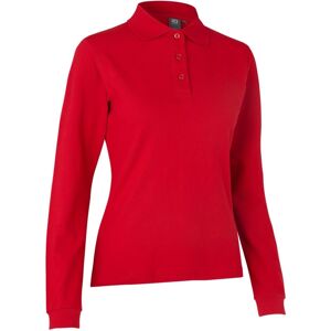 Id 0545 Langærmet Poloshirt   Stretch   Dame-Rød-Xl