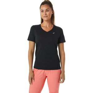 Asics Women's Race V-Neck SS Top Performance Black/Charcoal Grey XS, Performance Black/Charcoal Grey