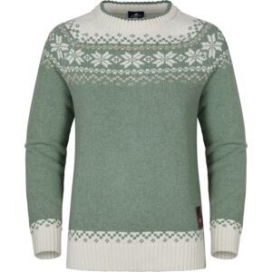 Gridarmor Women’s Snøkrystall Round Neck Ullgenser Green/White/Beige S, Green/White/Beige