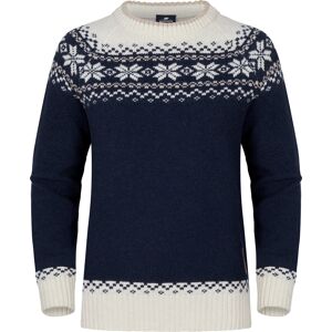 Gridarmor Women’s Snøkrystall Round Neck Ullgenser Navy Blue/Beige/White S, Navy Blue/Beige/White