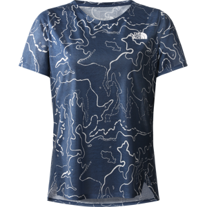 The North Face Women's Printed Sunriser Short Sleeve Shady Blue Valley Topo Print XS, Shady Blue Valley Topo Print