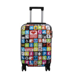 Borg Living Kuffert - Hardcase kuffert - Str. Medium - Kuffert med motiv - Piktogrammer - Eksklusiv letvægt rejsekuffert